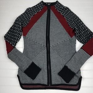 Smartwool Dacono Merino Small Full Zip Stripe Black Long Sleeve Sweater Black